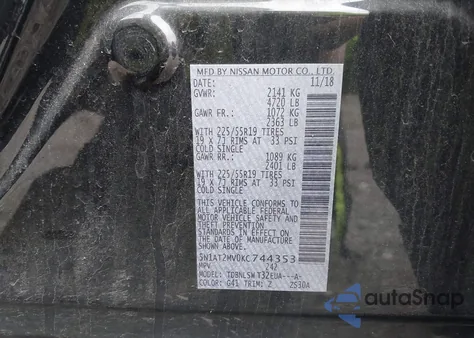 2019 Nissan Rogue Sl z USA, uszkodzony, nr VIN 5N1AT2MV0KC744353